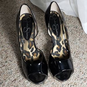 Jessica Simpson black glossy heels